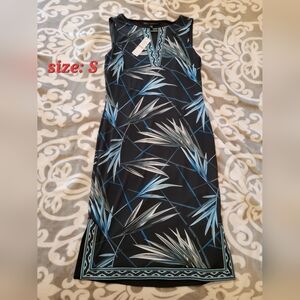 Black and Blue Leaf Print Dress